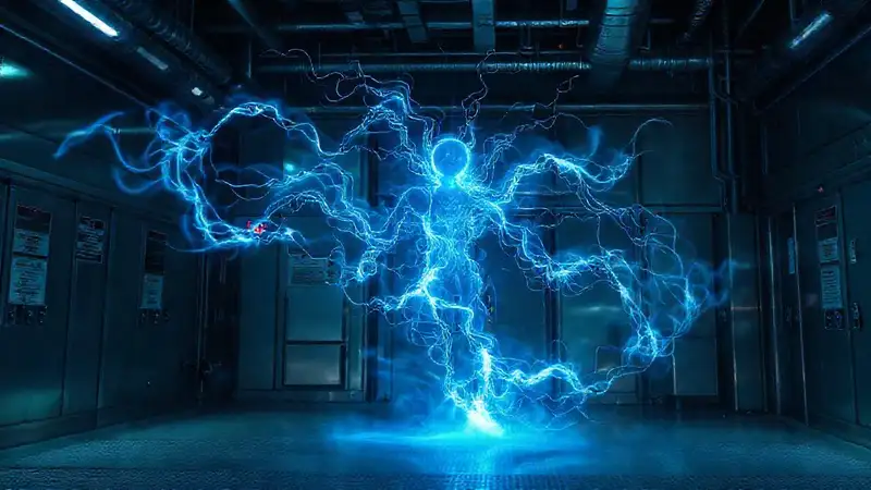 Entidad energética luminosa en entorno seguro y secreto