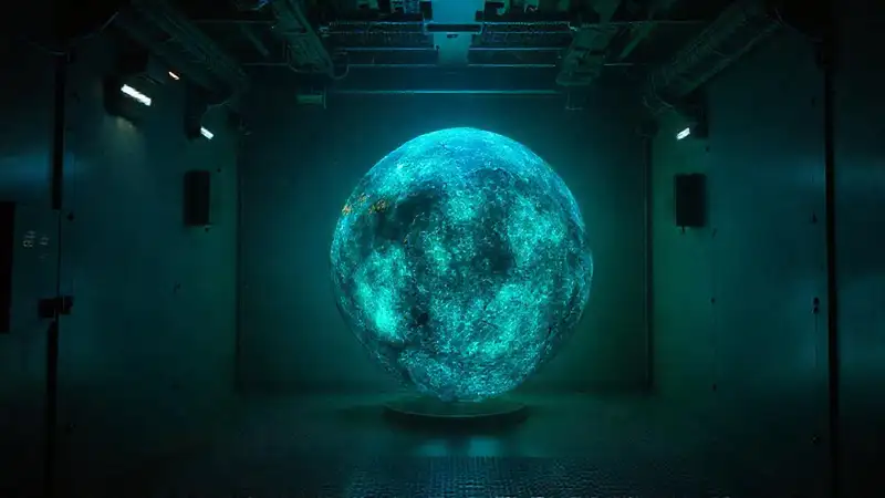 Masa bioluminiscente en contención segura y misteriosa