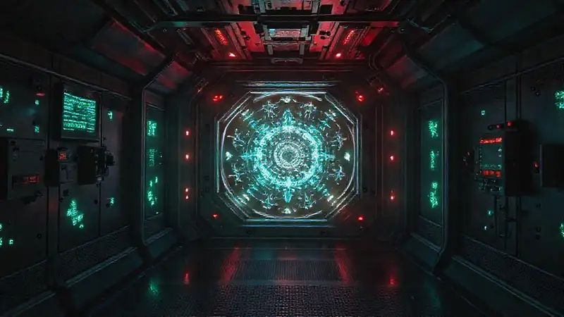 Cámara segura futurista con energía y vigilancia