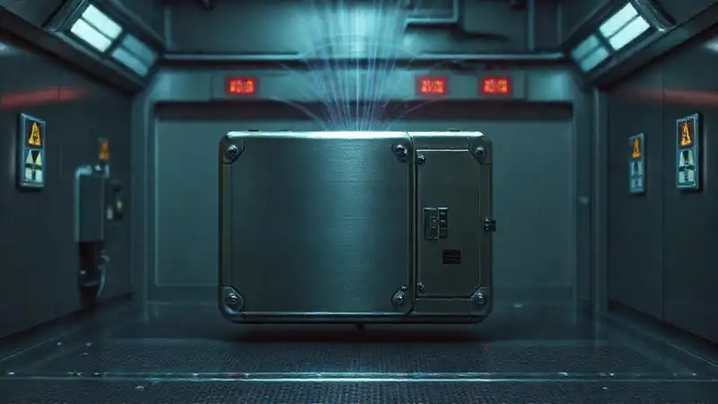 Objeto metálico en entorno de alta tecnología