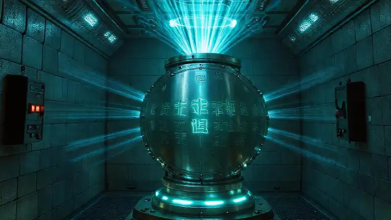 Dispositivo metálico misterioso en contención segura