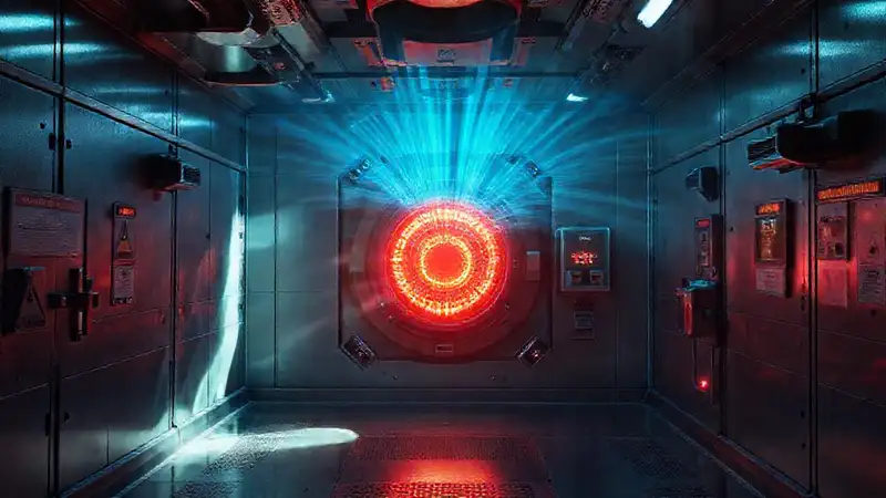 Sala de contención segura con anomalía luminosa