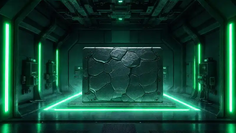 Sala futurista con estructura y medidas de seguridad