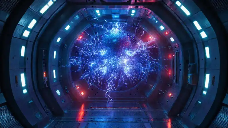 Cámara futurista con forma índigo y efectos perceptuales