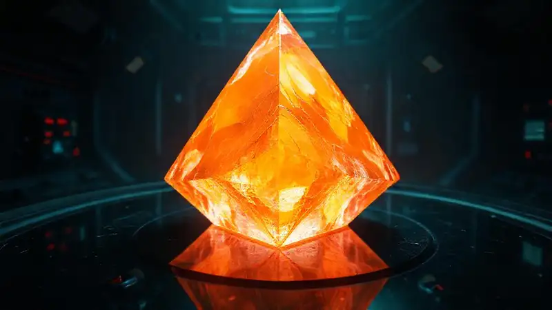 Prisma brillante en cámara futurista y misteriosa