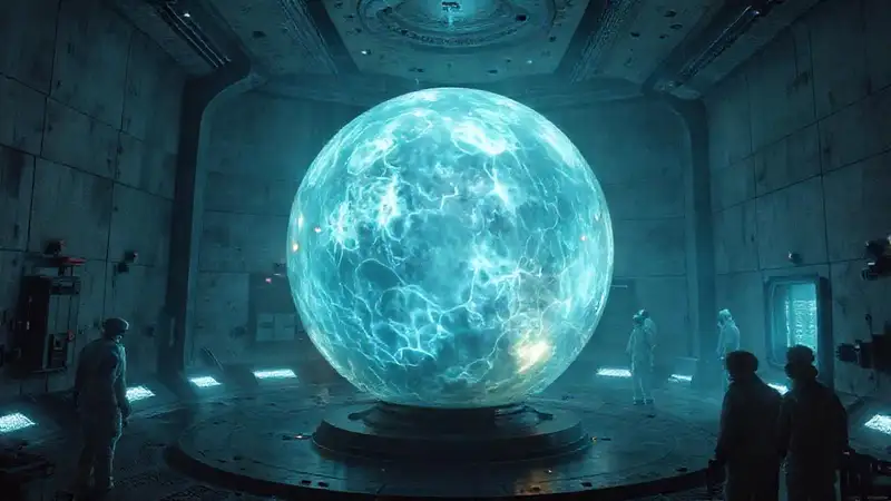 Esfera translúcida y misteriosa en contención avanzada