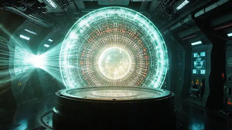 Vortex energético en cámara futurista peligrosa