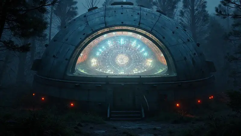 Cúpula misteriosa con energía pulsante desconocida