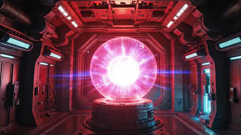 Esfera de energía en cámara futurista segura