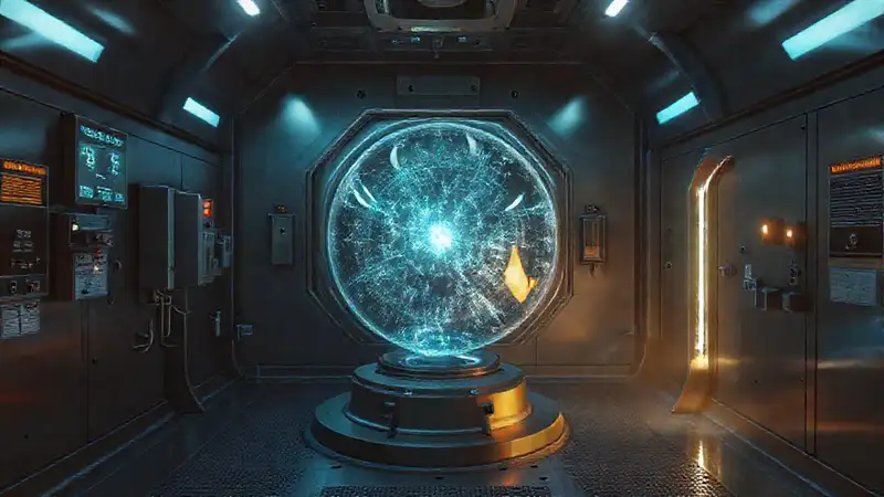 Esfera de energía misteriosa en contención segura
