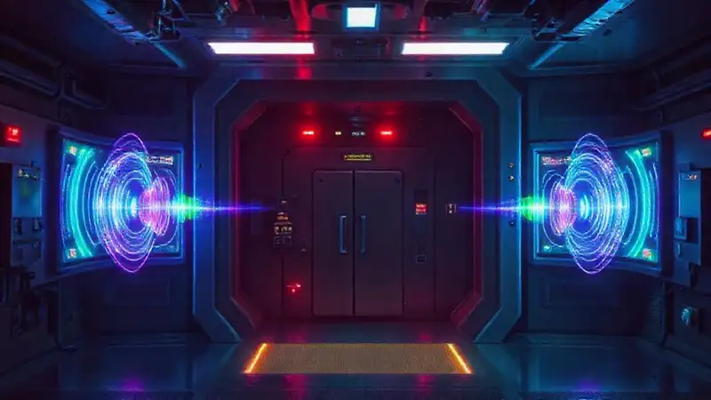 Cámara de contención con ondas electromagnéticas futurista