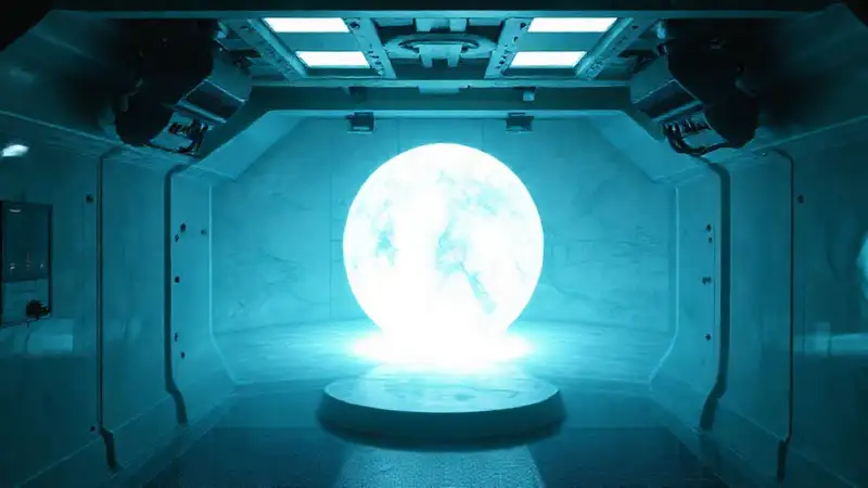 Cámara de contención con esfera luminosa misteriosa