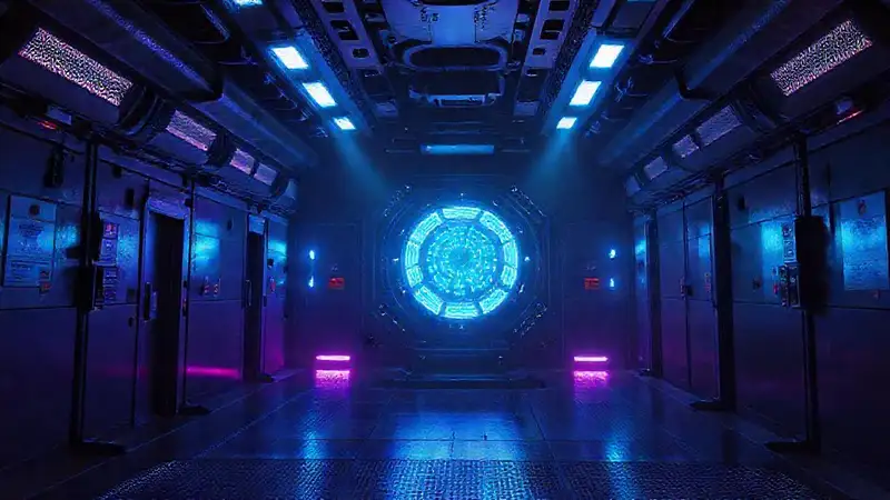 Estructura luminescente en contención futurista