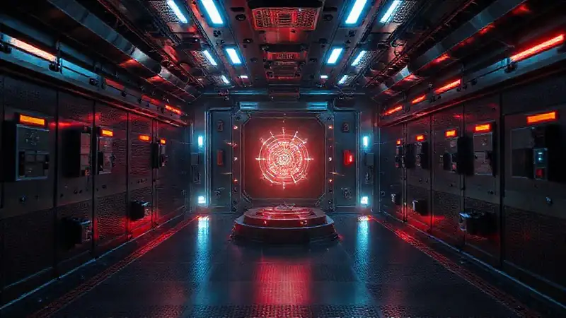Habitación segura con tecnología futurista y protección
