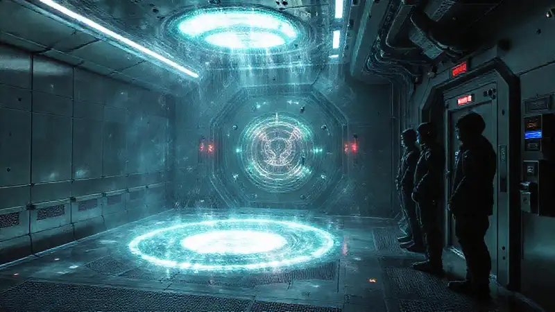 Anomalía misteriosa en sala de contención futurista