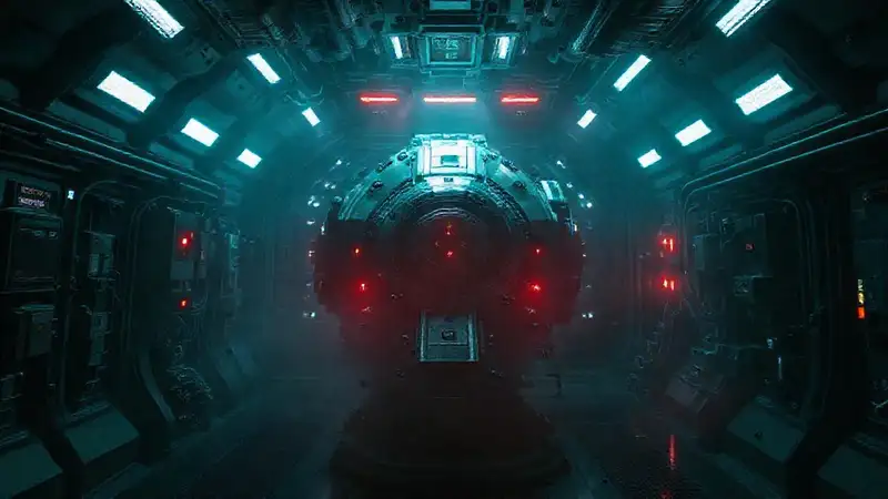 Objeto futurista en cámara de alta tecnología