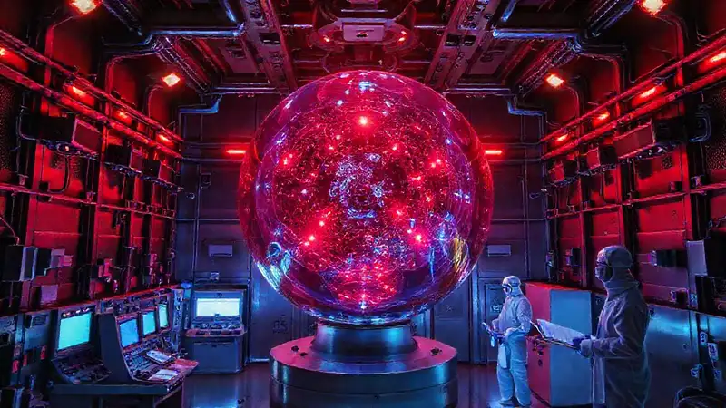 Esfera de energía en cámara de alta seguridad