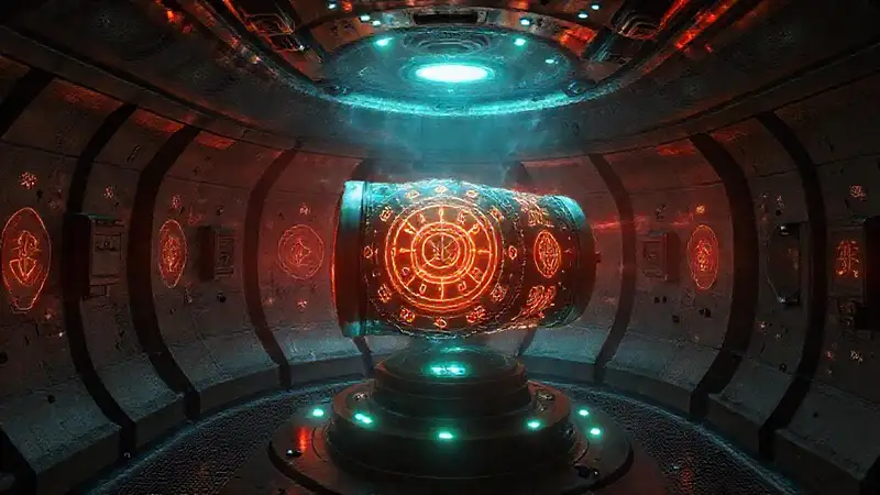 Objeto misterioso con energía y seguridad avanzada