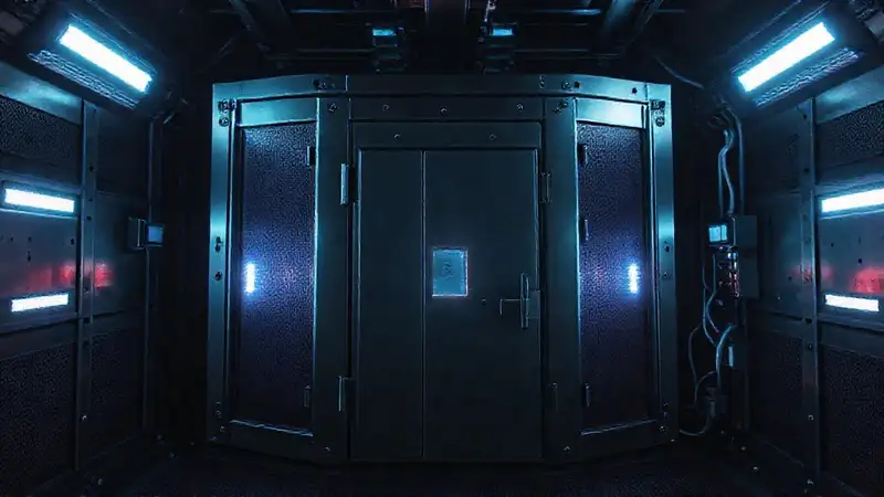 Cámara tecnológica futurista con energía y vigilancia