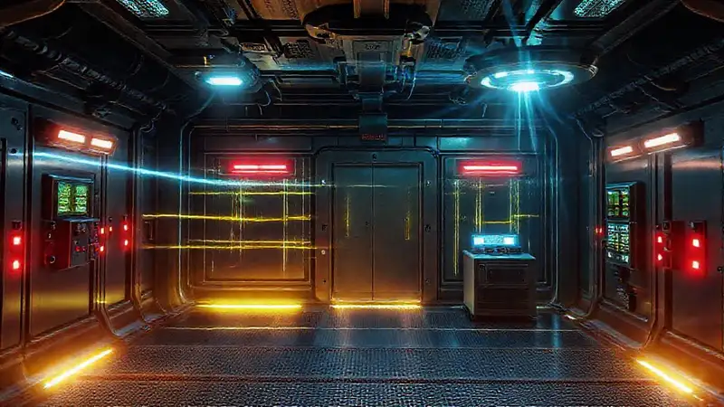 Cámara de contención con energía y seguridad futurista