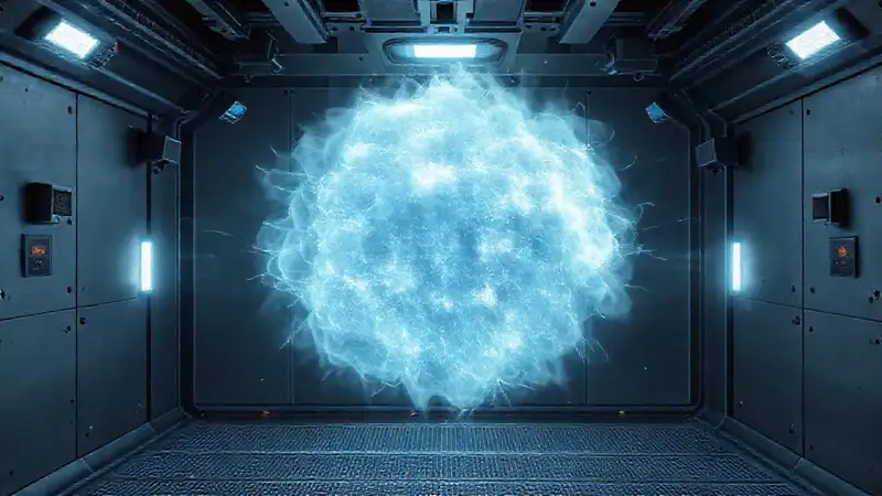 Campo de energía en contención futurista y misteriosa