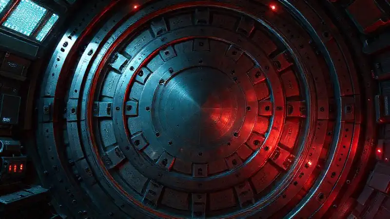 Estructura futurista de seguridad y misterio