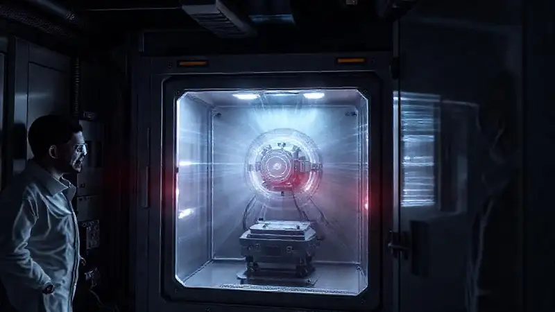 Cámara segura con tecnología futurista y misterio