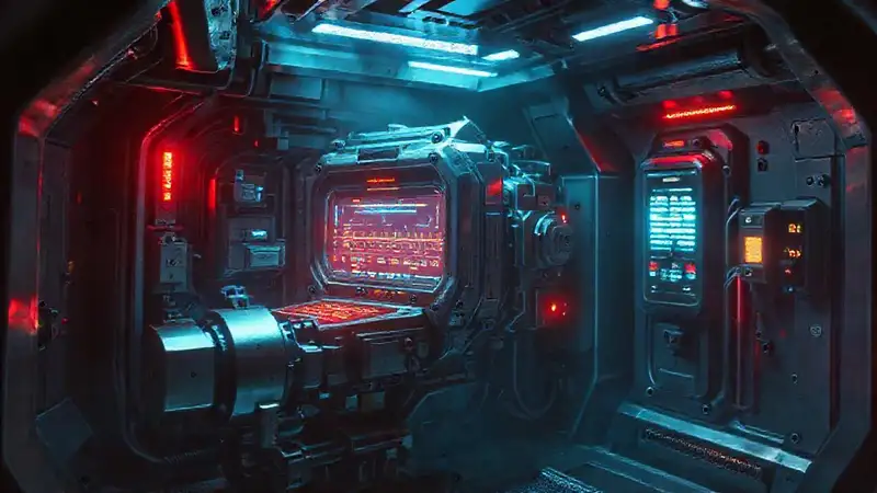 Dispositivo futurista en cámara de alta tecnología