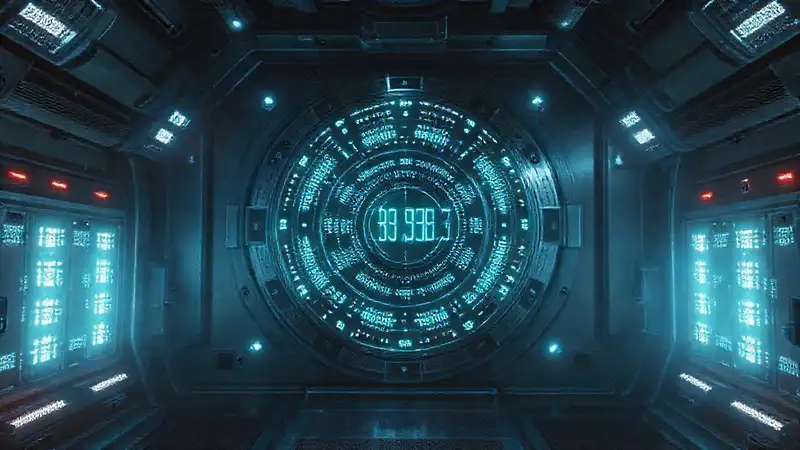 Disco metálico futurista con símbolos misteriosos