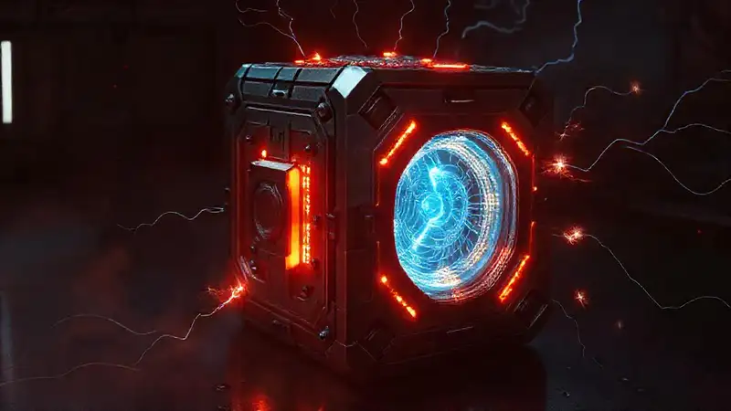 Objeto metálico brillante con energía misteriosa