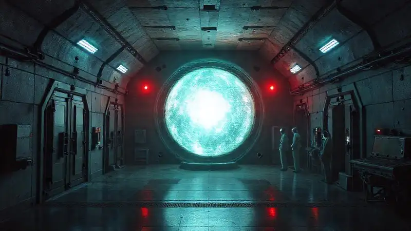 Esfera luminosa en cámara secreta de alta seguridad