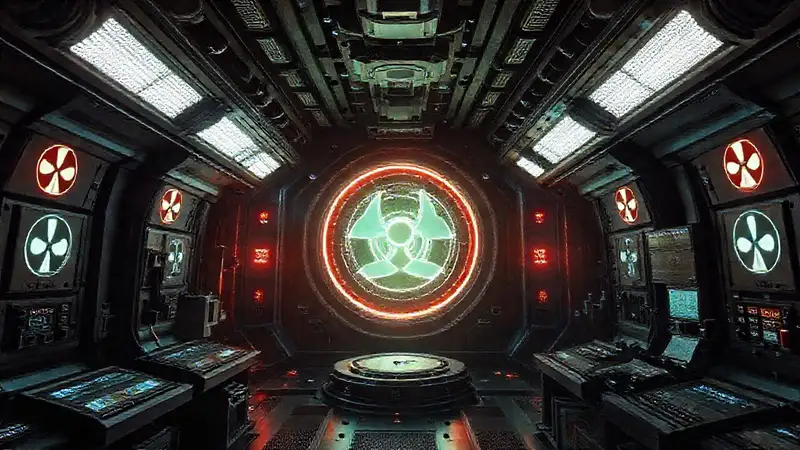 Distorsión espacial en cámara futurista de contención