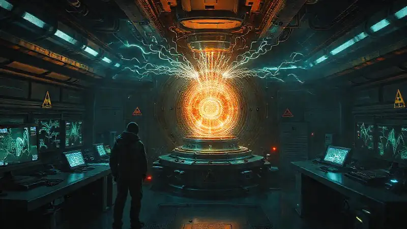 Laboratorio futurista con anomalías y personal tenso