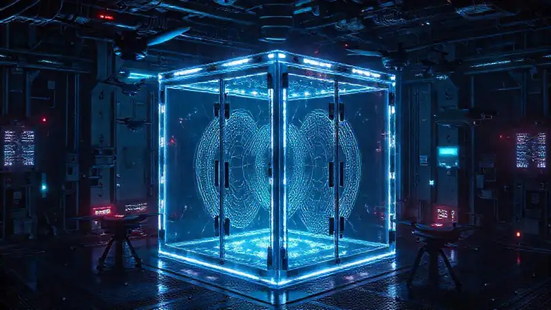 Cubículo sellado con tecnología avanzada y misteriosa