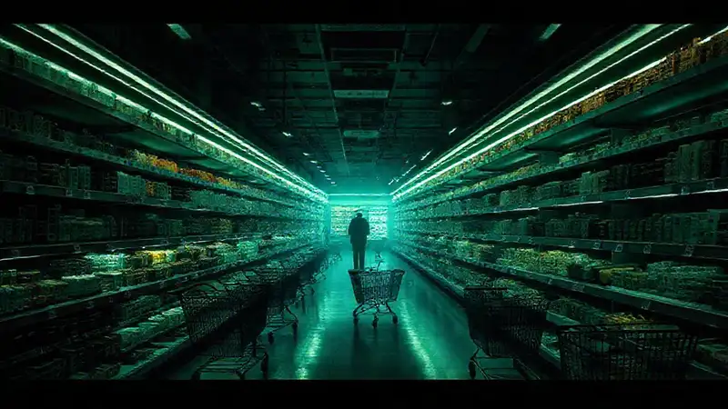 Supermercado oscuro y desolado