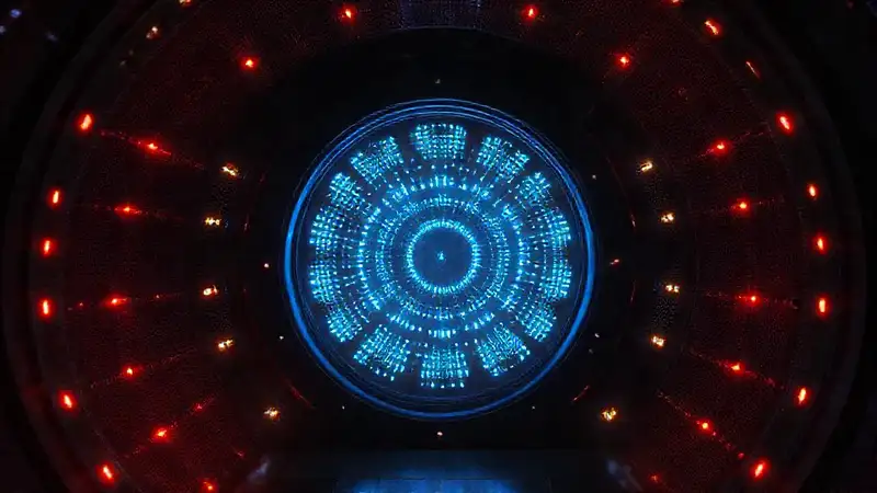 Estructura futurista y misteriosa con campo electromagnético