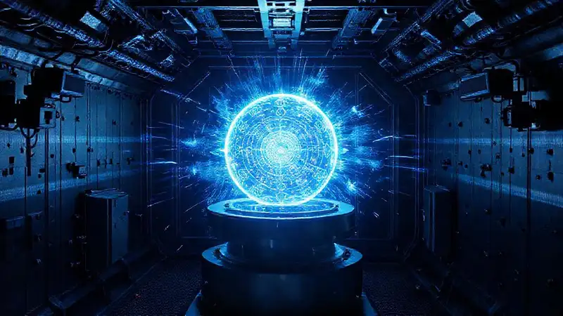 Campo energético misterioso en sala control científica