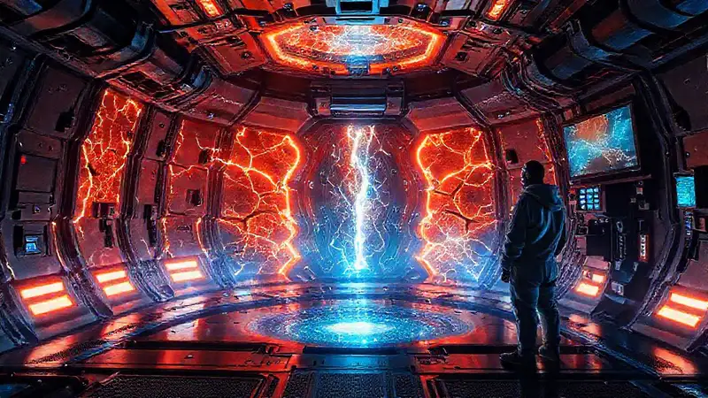 Camara futurista, energía brillante y científica