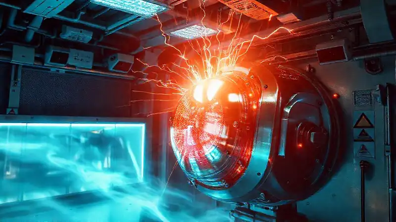 Objeto metálico misterioso en laboratorio protegido