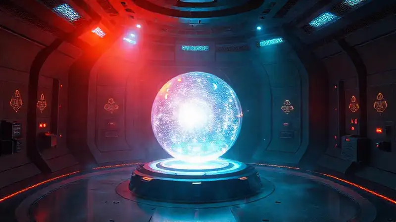 Cáliz de energía futurista y protegido