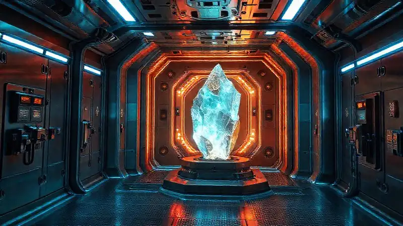 Habitación segura con tecnología y símbolos misteriosos