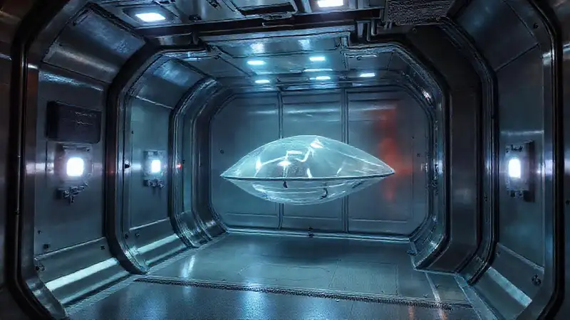 Cápsula futurista segura con tecnología alienígena
