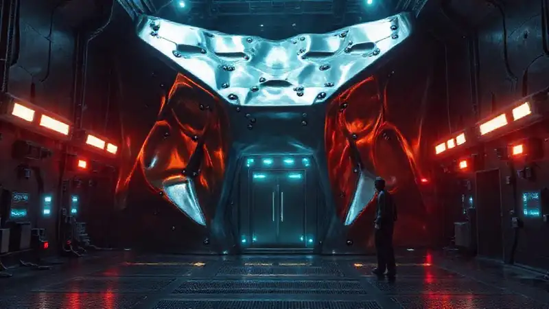Estructura metálica futurista en contención segura