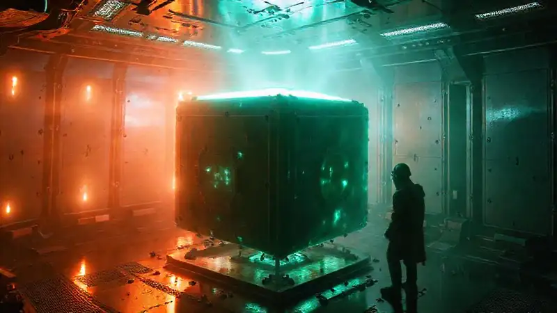 Objeto cúbico misterioso en cámara de contención