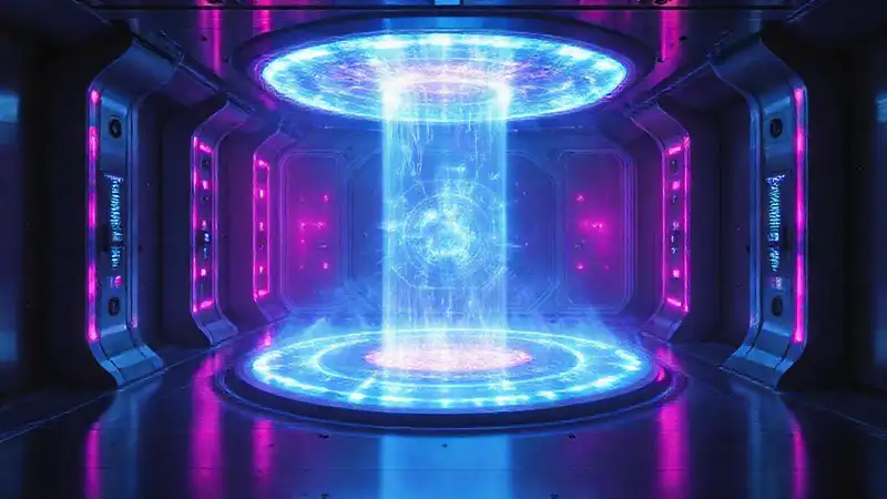 Plasma energético en cámara futurista misteriosa