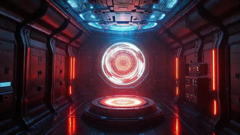 Cámara futurista de contención con energía misteriosa