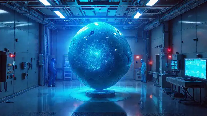 Objeto SCP-3195: forma irregular, radiancia azul-verde