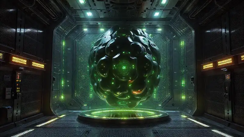 Masa misteriosa en contención futurista y segura