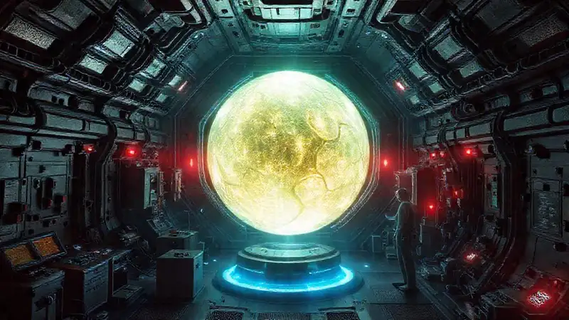 Esfera luminosa en cámara de alta tecnología