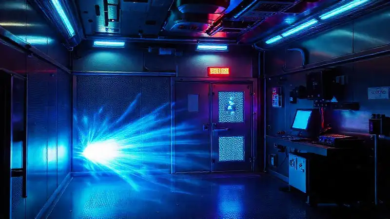 Sala segura con energía, sensores y luces intensas